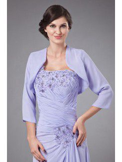 Chiffon One-Shoulder Sweep Train Column Mother Of The Bride Dress with Row Flower Embroidered and Jacket