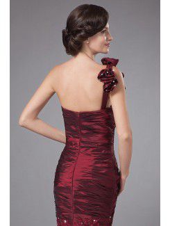 Taffeta One-Shoulder Floor Length Mermaid Mother Of The Bride Dress with Embroidered and Ruffle