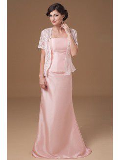 Chiffon Strapless Sweep Train Sheath Mother Of The Bride Dress with Ruffle and Jacket