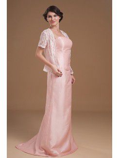 Chiffon Strapless Sweep Train Sheath Mother Of The Bride Dress with Ruffle and Jacket