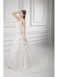 Taffeta Sweetheart A-line Floor Length Embroidered Wedding Dress