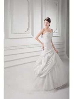 Taffeta Sweetheart A-line Floor Length Embroidered Wedding Dress