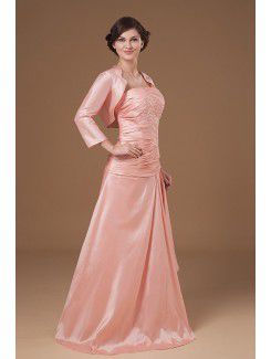 Taffeta Strapless Floor Length A-line Mother Of The Bride Dress with Embroidered Crisscross Ruched and Jacket