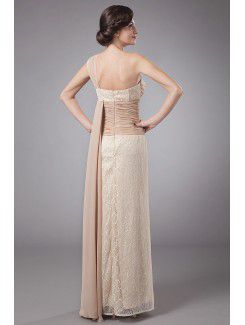 Lace One-Shoulder Floor Length Column Mother Of The Bride Dress with Sash