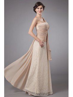 Lace One-Shoulder Floor Length Column Mother Of The Bride Dress with Sash