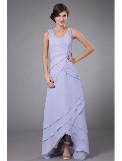 Chiffon V-Neckline Ankle-Length A-line Mother Of The Bride Dress with Rhinestones