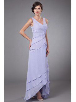 Chiffon V-Neckline Ankle-Length A-line Mother Of The Bride Dress with Rhinestones