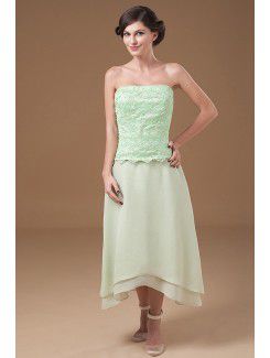 Chiffon strapless assimétrica mãe uma linha do vestido de noiva com jaqueta