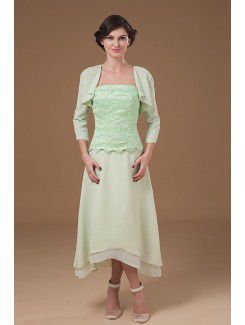 Chiffon Strapless Asymmetrical A-line Mother Of The Bride Dress with Jacket