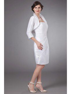 Satin Strapless Knee-length Sheath Mother Of The Bride Dress with Ruffle and Jacket