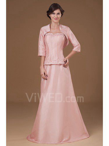 Taffeta Sweetheart Floor Length A-line Mother Of The Bride Dress with Embroidered and Jacket