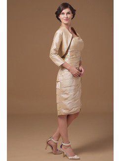 Satin Strapless Knee-Length Sheath Mother Of The Bride Dress with Rhinestones and Jacket