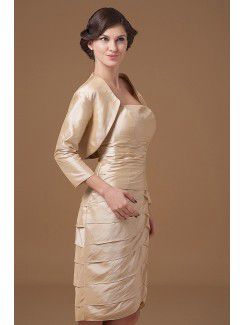 Satin Strapless Knee-Length Sheath Mother Of The Bride Dress with Rhinestones and Jacket