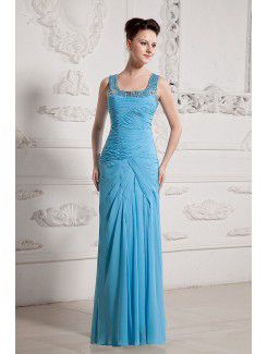 Chiffon Square Floor Length Sheath Evening Dress