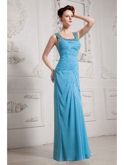 Chiffon Square Floor Length Sheath Evening Dress