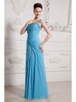 Chiffon Square Floor Length Sheath Evening Dress