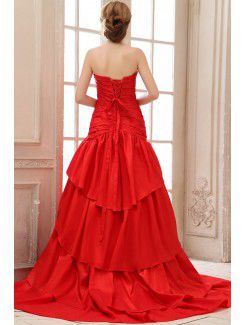 Taffeta Sweetheart Sweep Train A-line Evening Dress with Ruffle