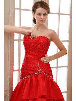 Taffeta Sweetheart Sweep Train A-line Evening Dress with Ruffle