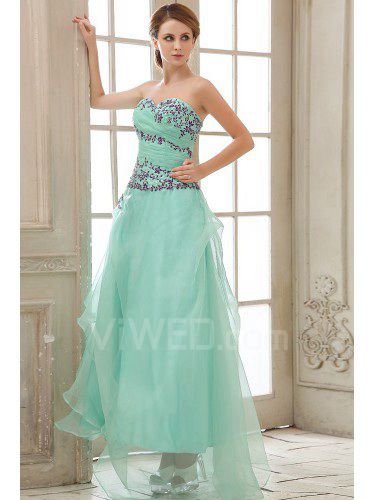 Chiffon Sweetheart Ankle-Length A-Line Evening Dress