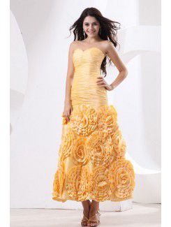 Taffeta Sweetheart Tea-Length Sheath Evening Dresss