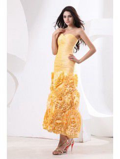 Taffeta Sweetheart Tea-Length Sheath Evening Dresss