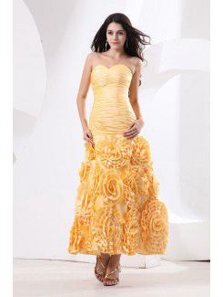 Taffeta Sweetheart Tea-Length Sheath Evening Dresss