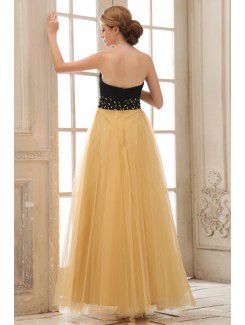 Tulle Sweetheart Ankle-Length A-line Evening Dress with Pleated and Sequins