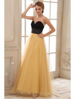 Tulle Sweetheart Ankle-Length A-line Evening Dress with Pleated and Sequins