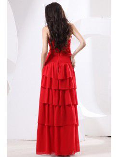 Chiffon Sweetheart Floor Length Sheath Evening Dress with Ruffle