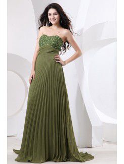 Chiffon Sweetheart Sweep Train Column Evening Dress