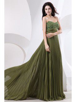 Chiffon Sweetheart Sweep Train Column Evening Dress