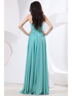 Chiffon Strapless Floor Length Column Evening Dress with Ruffle