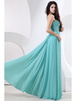 Chiffon Strapless Floor Length Column Evening Dress with Ruffle