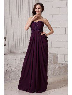 Chiffon Sweetheart Floor Length Column Evening Dress with Sequins