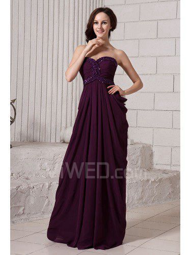 Chiffon Sweetheart Floor Length Column Evening Dress with Sequins