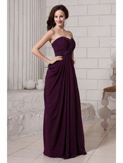 Chiffon Sweetheart Floor Length Column Evening Dress with Sequins