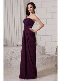 Chiffon Sweetheart Floor Length Column Evening Dress with Sequins