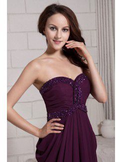 Chiffon Sweetheart Floor Length Column Evening Dress with Sequins