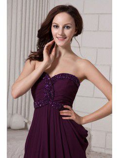 Chiffon Sweetheart Floor Length Column Evening Dress with Sequins