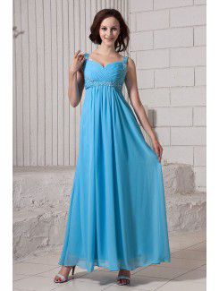 Chiffon Straps Ankle-Length Column Line Evening Dress