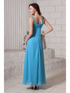 Chiffon Straps Ankle-Length Column Line Evening Dress