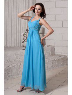 Chiffon Straps Ankle-Length Column Line Evening Dress