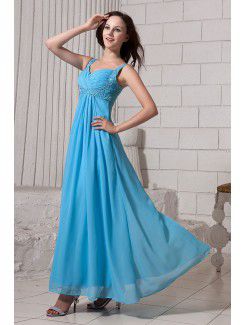 Chiffon Straps Ankle-Length Column Line Evening Dress