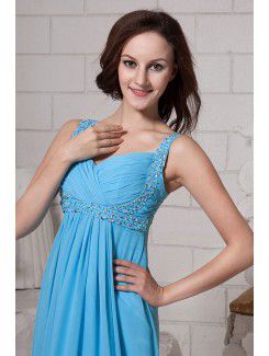 Chiffon Straps Ankle-Length Column Line Evening Dress