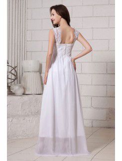 Chiffon Straps Ankle-Length Column Evening Dress with Embroidered