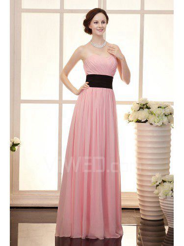 Chiffon Sweetheart Floor Length Column Evening Dress with Ruffle