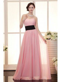 Chiffon Sweetheart Floor Length Column Evening Dress with Ruffle