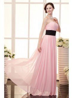 Chiffon Sweetheart Floor Length Column Evening Dress with Ruffle