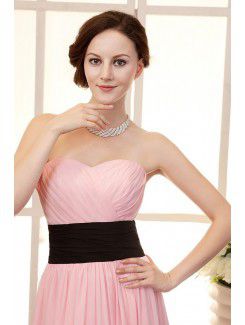 Chiffon Sweetheart Floor Length Column Evening Dress with Ruffle