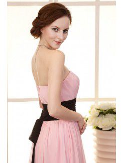 Chiffon Sweetheart Floor Length Column Evening Dress with Ruffle